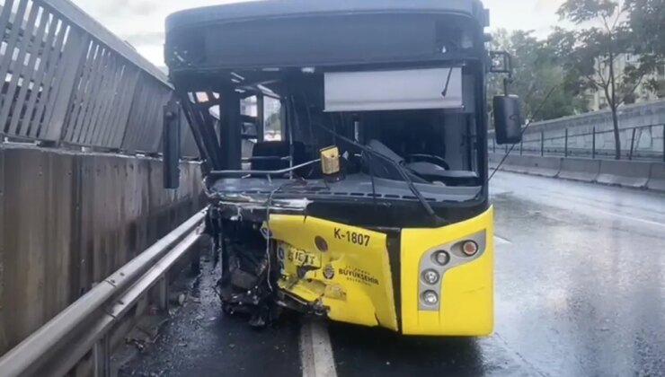Otobüs bariyerlere çarptı, sürücü alkollü çıktı