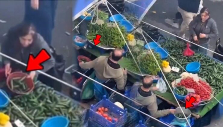 Pazarda skandal görüntüler! Müşterinin seçtiğini kenara ayırıp farklı ürünler verdi
