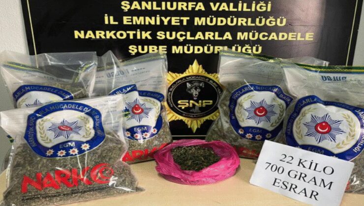 Suruç'ta 22 kilogram esrar yakalandı