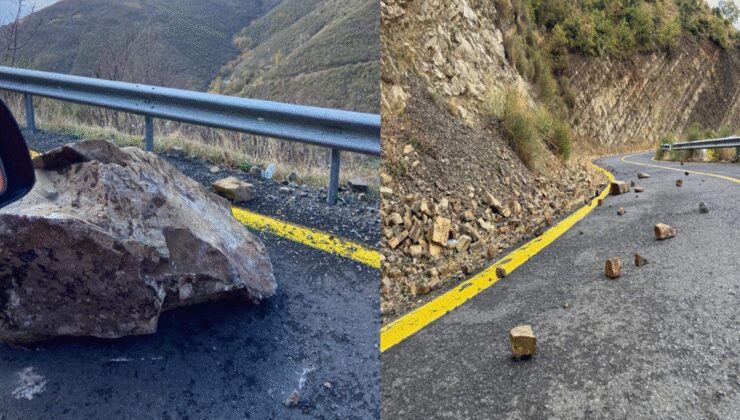 Tekirdağ'da kayalar yola düştü