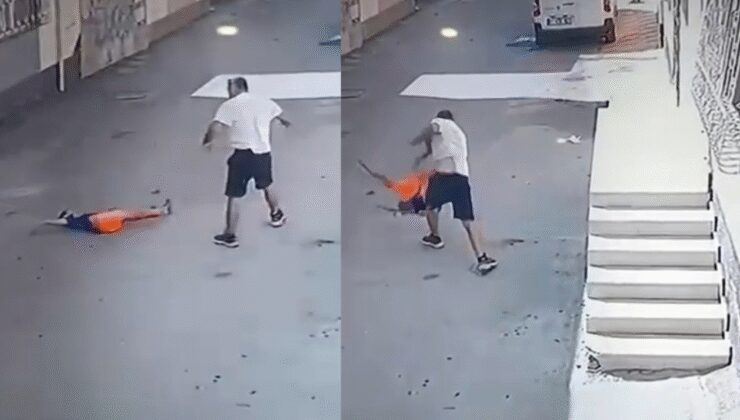Tepki çeken görüntüler: Kovaladığı çocuğu yere fırlattı