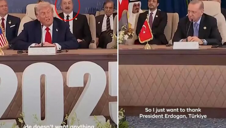 Trump, Erdoğan’ı övdüğü sırada Aliyev’in yüz ifadesi dikkat çekti