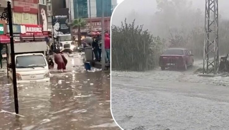Zonguldak'ı dolu vurdu, kent beyaza büründü