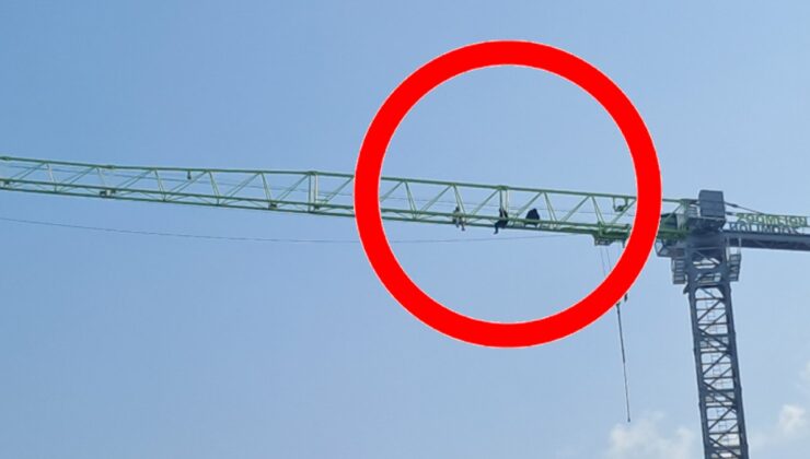 24 saati aşkın süre vinçte eylem yaptılar!