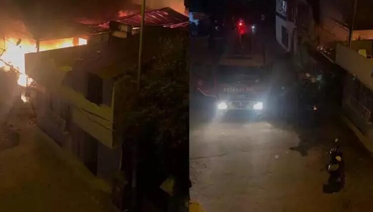 Adana'da iki katlı prefabrik ev küle döndü