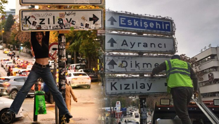 Ankara'da gündem olan Kızılay tabelasının yanında bir kişi bıçaklandı: Tabelanın etrafı dikenli tellerle örüldü