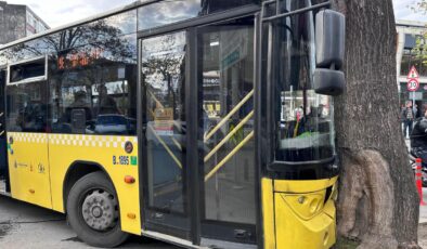 Bağcılar’da İETT otobüsü ağaca çarptı