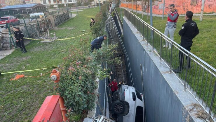 Bahçelievler’de otoparktan çıkan sürücü 9 araca çarpıp boşluğa düştü