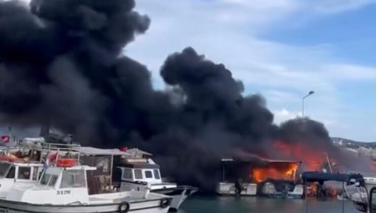 Çeşme’de korku dolu anlar: Tekneler alevlere teslim oldu