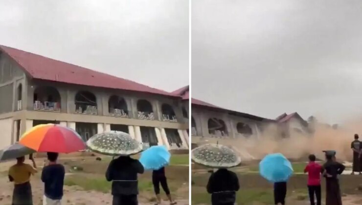 Dehşete düşüren görüntü: Onlarca öğrencinin kaldığı yurt nehre sürüklendi