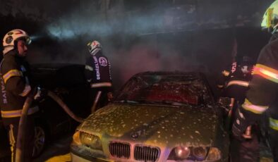 Denizli’de oto galeride çıkan yangında 5 araç hasar gördü