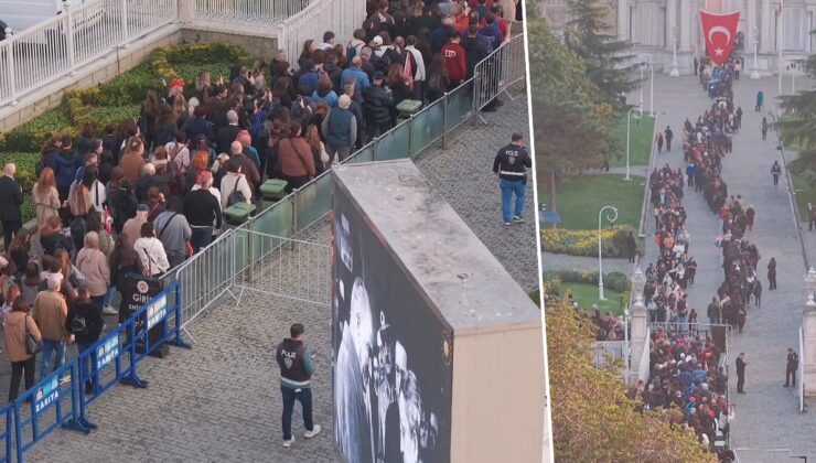 Dolmabahçe'de oluşan yoğunluk havadan böyle görüntülendi
