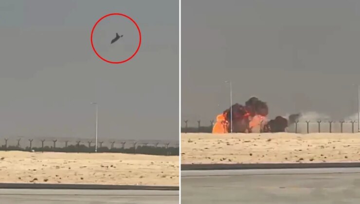 Dubai’de gösteri sırasında savaş uçağı böyle düştü