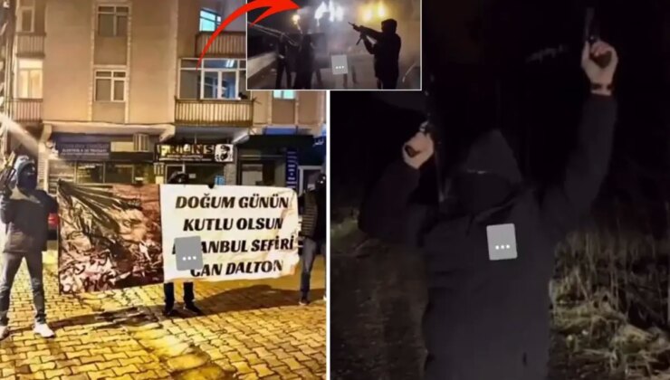 Görüntüler dehşet verici! Türkiye’ye korku salan çete liderinin doğum günü sokakta silahlarla kutlandı