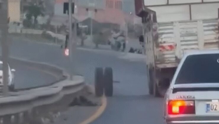 Hareket halindeki kamyonun dingili koptu; o anlar kamerada