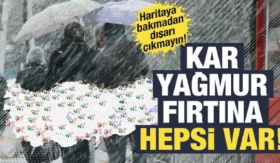 Kar, yağmur, fırtına… Meteoroloji yeni haritayı paylaştı: Çok şiddetli olacak!