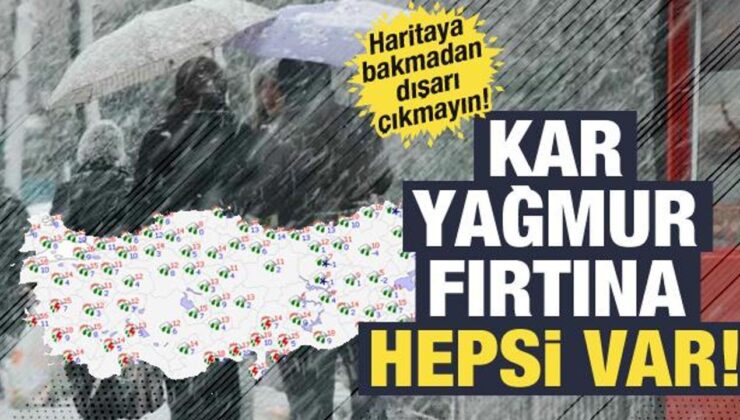 Kar, yağmur, fırtına… Meteoroloji yeni haritayı paylaştı: Çok şiddetli olacak!