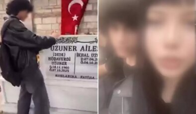 Katledilen İkbal Uzuner’in mezarı başında infial yaratan görüntüler