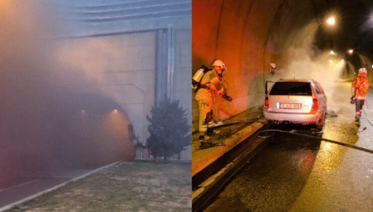 Konak Tüneli'nde yanan araç alev topun döndü