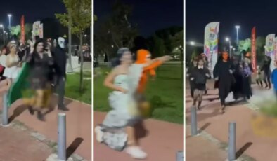 Kostümünü giyen parkta koştu, kimse ne olduğunu anlamadı