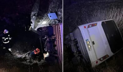 Madenci servisi uçuruma yuvarlandı: 15 yaralı