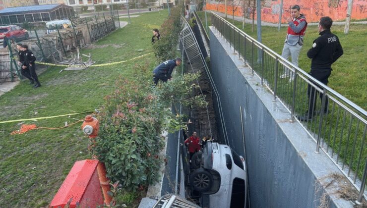 Otoparkta araçlara çarpıp 5 metreden düştü