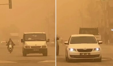 Şanlıurfa’da toz taşınımı! Şehir resmen kızıla boyandı
