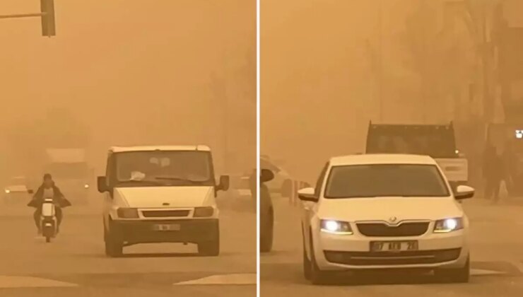 Şanlıurfa’da toz taşınımı! Şehir resmen kızıla boyandı