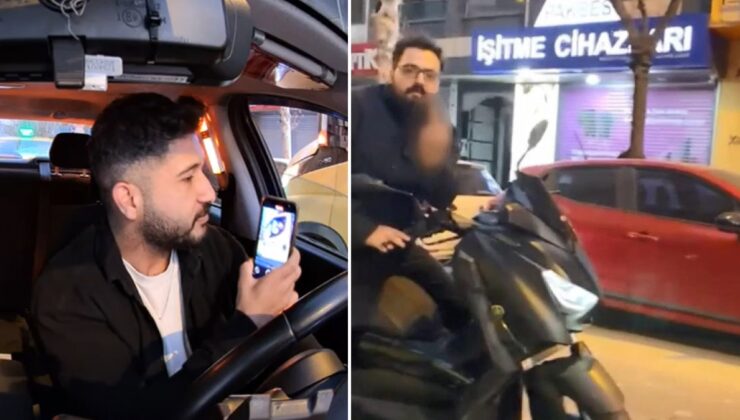 Taksici ile motosikletli arasında şerit kavgası: 'Üzerime sürdü, bana hakaret etti, küfürler savurdu'