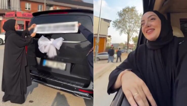 Tesettürlü kadın lüks aracının arkasına yapıştırdığı yazıyla tepki topladı