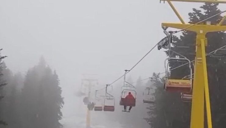 Uludağ’da kar yağışı: Beyaza büründü!