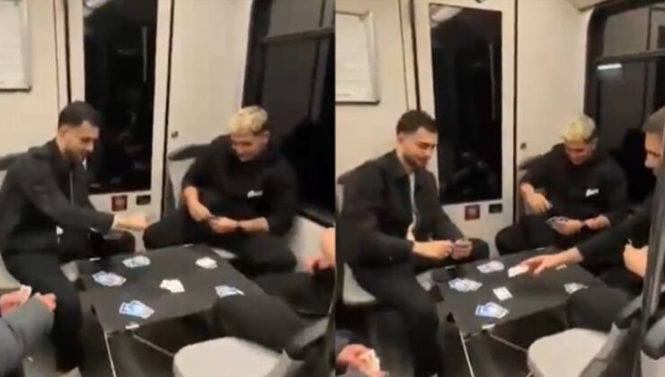 Yolcular hayretle izledi! Metroda masa kurup oyun oynadılar