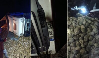 Yozgat’ta pancar yüklü tır devrildi! Sürücü hayatını kaybetti