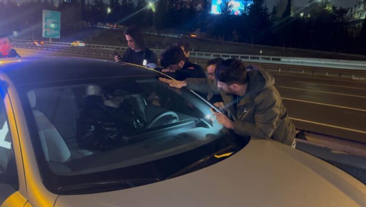 Aracını TEM’in ortasına çekip uykuya daldı! Camı baltayla kırıldı