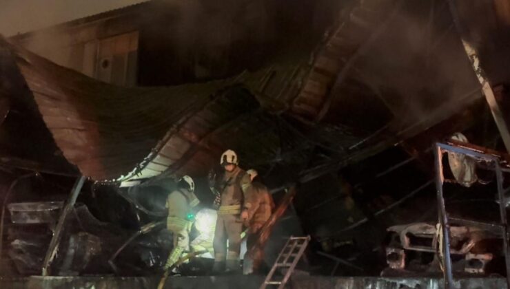 Başakşehir’deki sanayi sitesinde yangın: Tüm iş yeri alev alev