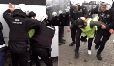 Bir garip tatbikat: Polisler meslektaşlarını coplayıp ters kelepçe taktı