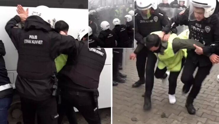 Bir garip tatbikat: Polisler meslektaşlarını coplayıp ters kelepçe taktı