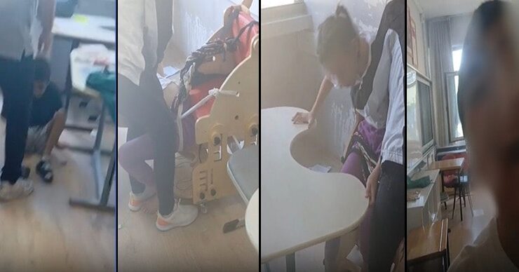 Bursa'da skandal görüntüler! Otizmli öğrencileri okulda sıralara bağlamışlar