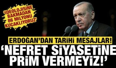 Cumhurbaşkanı Erdoğan: Nefret siyasetine prim vermeyiz