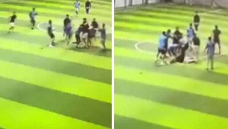 Halı sahada meydan savaşı! Birbirlerine acımadan vurdular