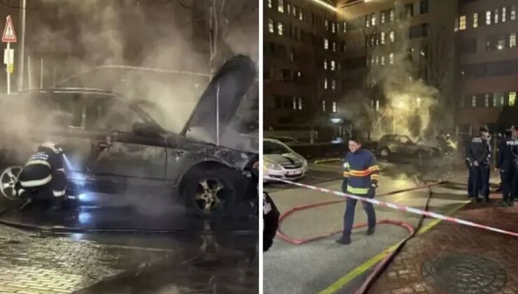 Hastane otoparkında korkutan yangın