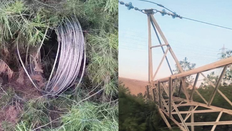 Hırsızlar telleri direkleri ile çaldı: Bütün ilçe elektriksiz kaldı