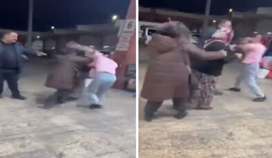 Kadınların saç saça baş başa kavgası kamerada