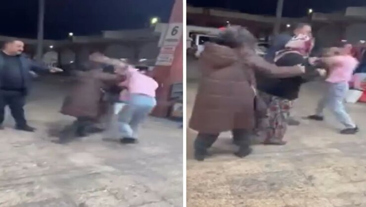 Kadınların saç saça baş başa kavgası kamerada