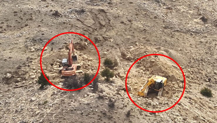 Karaman'da define kazısına drone baskını: 14 kişi suçüstü yakalandı