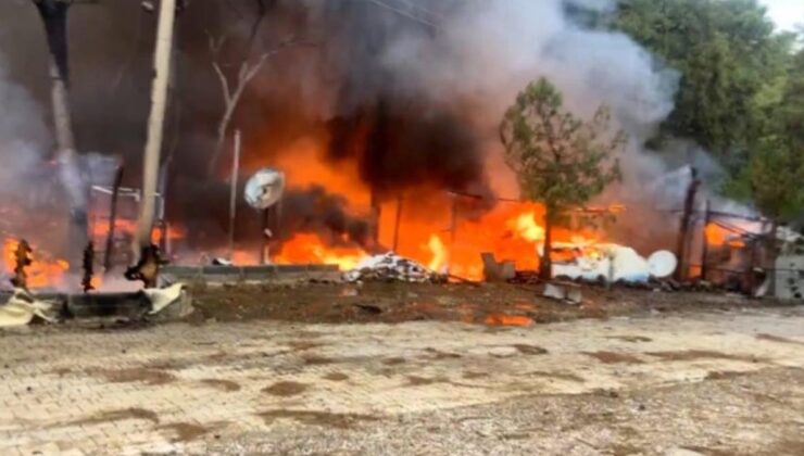 Karavanda çıkan yangın çevreye de sıçradı