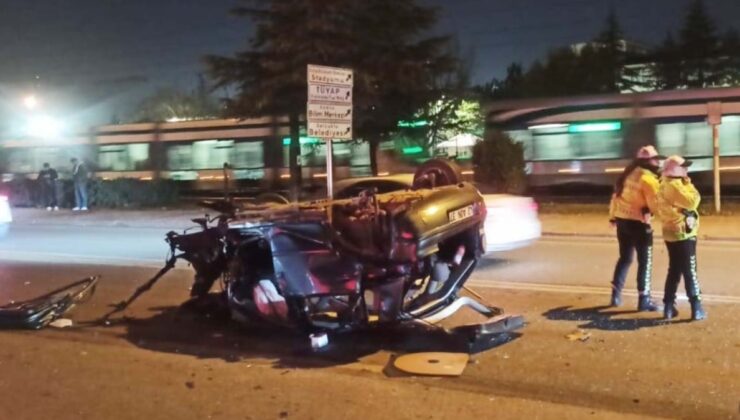 Konya'da takla atan otomobil hurdaya döndü: 1’i ağır 2 yaralı