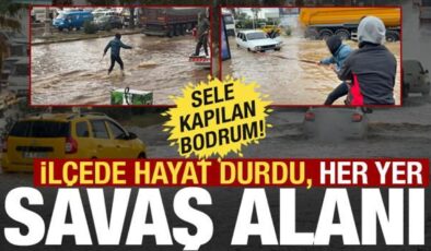 Meteoroloji uyarmıştı! Bodrum’u sel vurdu: İlçe bir anda sular altında