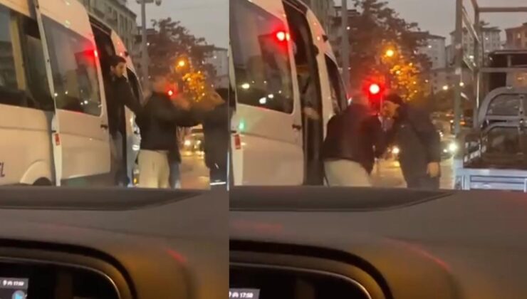 Servis şoförünün kağıt toplayan kişiye yumruklu saldırdı