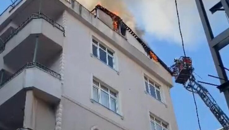Tuzla’da 6 katlı binanın çatısında çıkan yangın söndürüldü